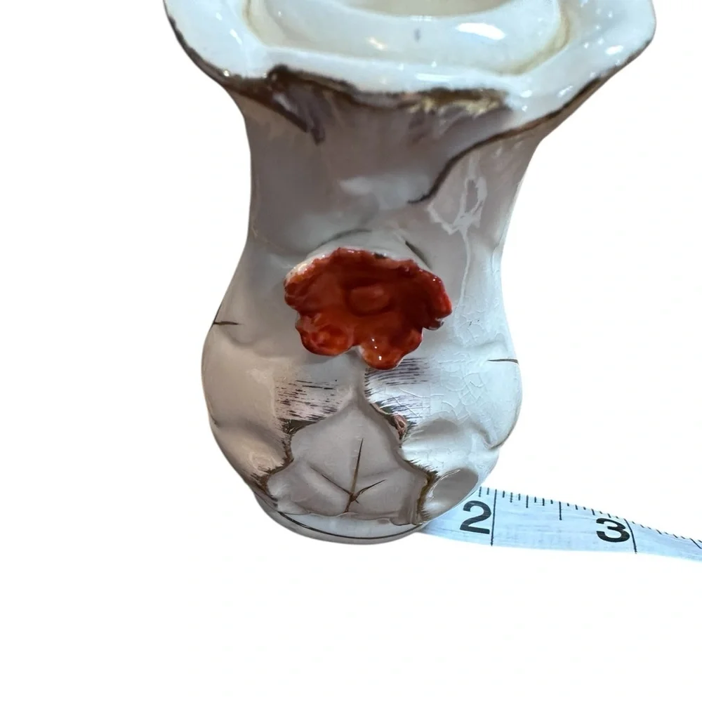 Vintage Japan Ceramic Taper Candle Holders‎ Pair Crackle Glaze Floral